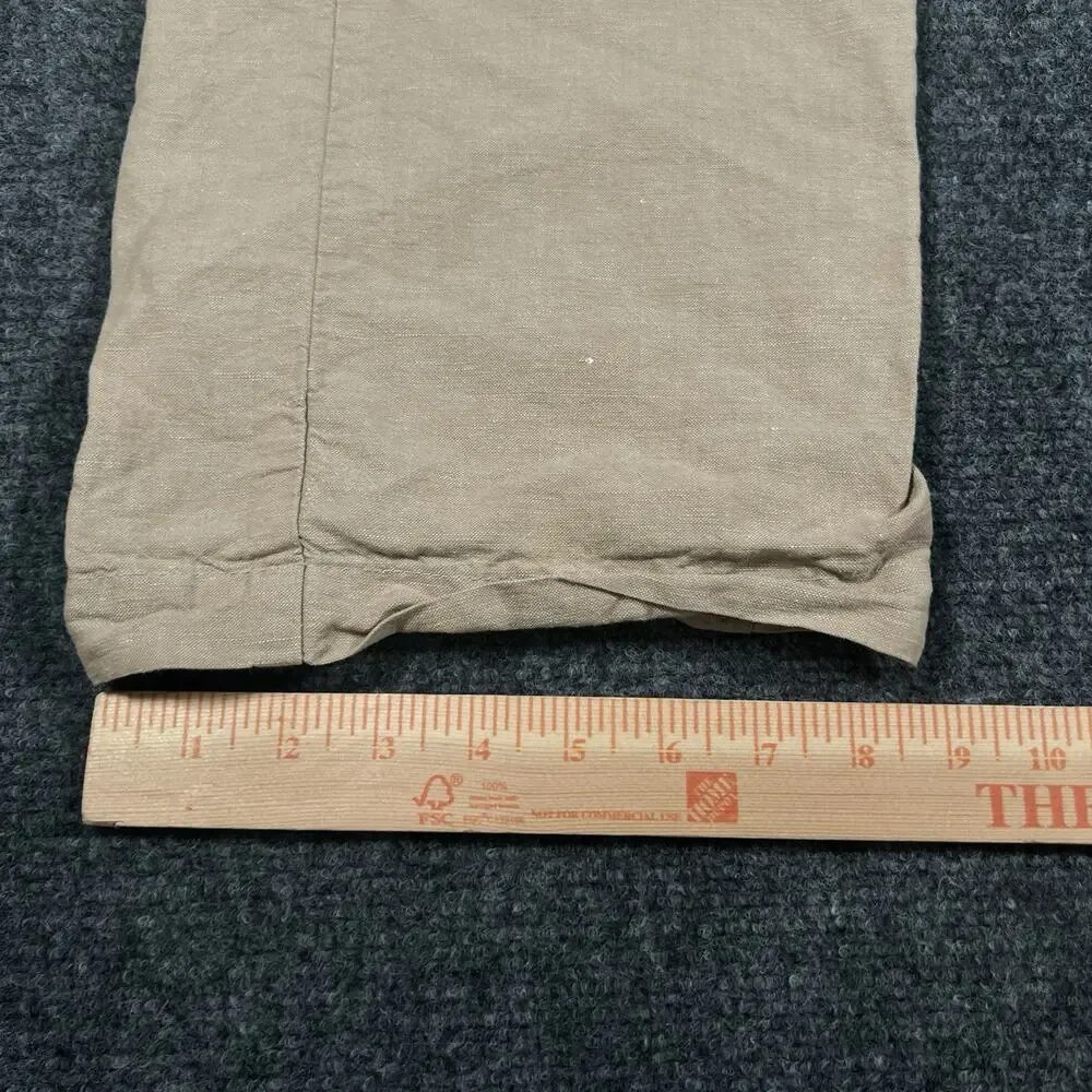 Banana Republic Relaxed Fit Tan Linen Cotton Chino Pants Mens 36x30 Drawstring